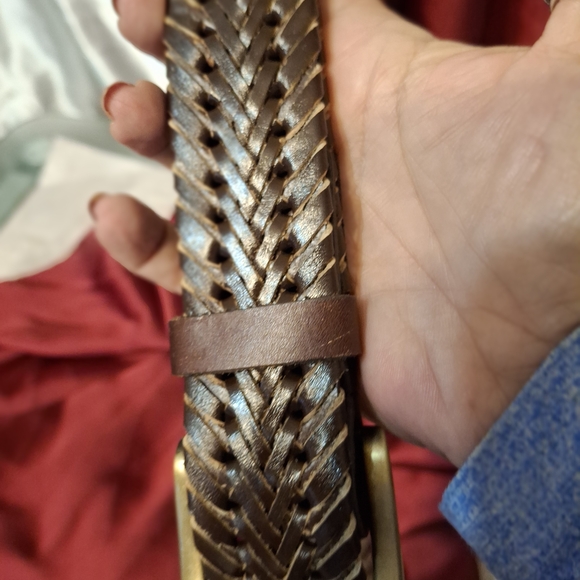 Men's Genuine Leather Brown Woven Belt Sz XL - Picture 4 of 4